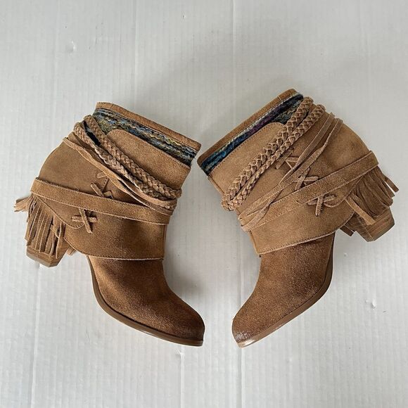 Naughty Monkey Womens Sz 10 Shoes Brown Suede Fringe Boho Western Fashion Boots - Picture 7 of 14
